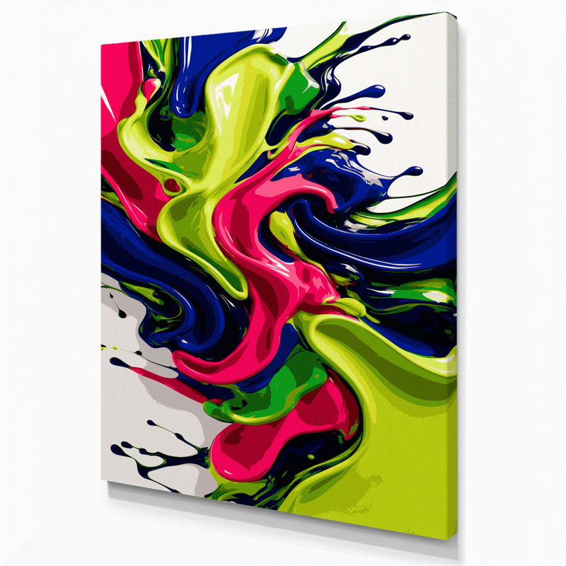 Abstrait art fluide sur toile verte 50, H 20 po x l 16 po
