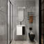 Meuble-lavabo mural 24 po avec lavabo en céramique, 2 portes à fermeture en douceur, meuble-lavabo blanc brillant et 1/2 porte en verre gris, contreplaqué (Kd-Packing)-1069925323