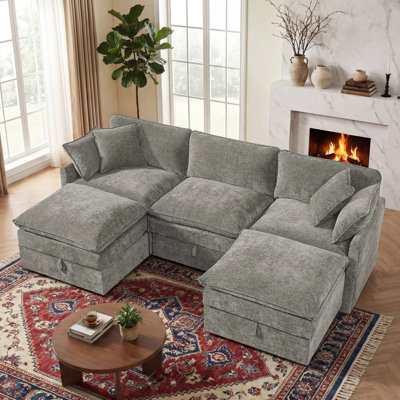 Canapé modulaire en U en chenille 103 po avec sièges de rangement George