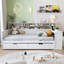 Lit de jour double en bois avec tablettes de rangement, deux tiroirs et bureau d'étude-295815724-295815714