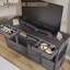 Meuble télé avec cage double pour chien de 183 cm (72 pouces) et rangement, style ferme, pour chien.-2133481955
