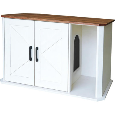 Meuble de litière caché pour chat, cabinet de toilette en bois pour chat avec portes doubles et entrée latérale, table de bout moderne pour animal de compagnie