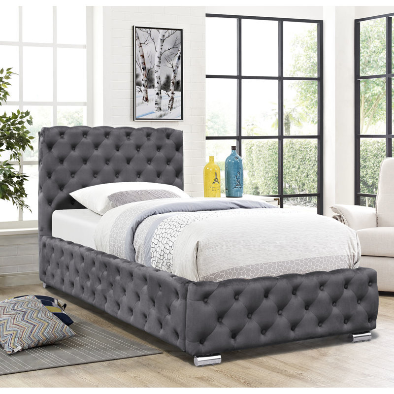 Alifonso Upholstered Bed, Grey