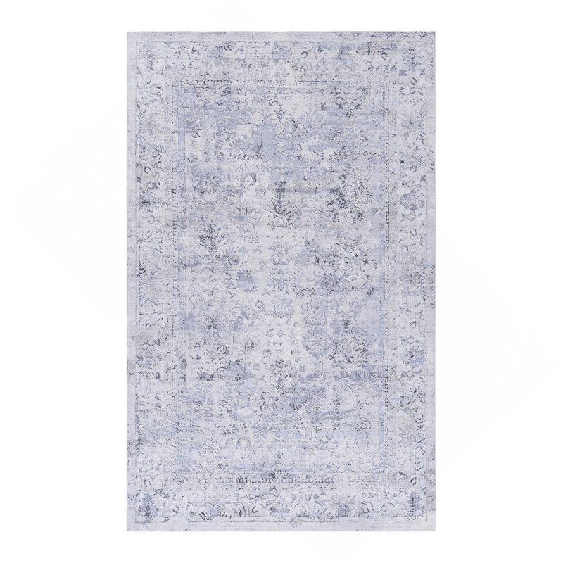 Blue Washable Rug Area Rug, Rectangle 9' x 12'