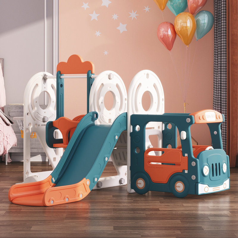 Semund Swing and Slide Set for Kids, Red/Dark Green/White