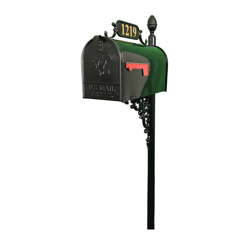 Boîte aux lettres en aluminium avec plaque d'adresse personnalisée, Doré réfléchissant