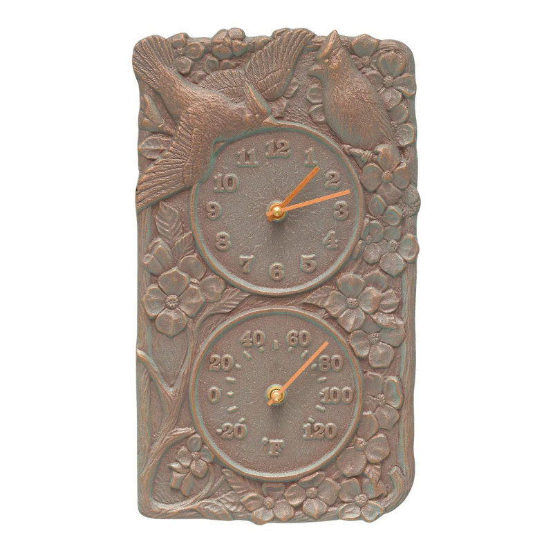 Cardinal Indoor/Outdoor Wall Clock and Thermometer
