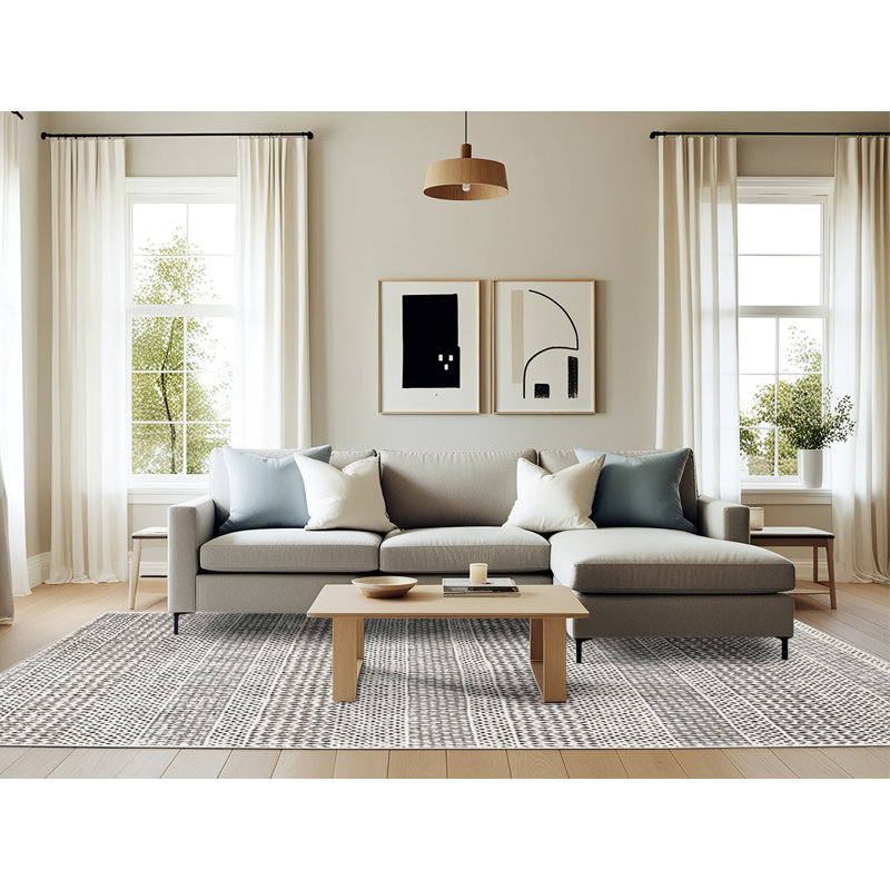Tapis gris à motif géométrique Nocona, Rectangle 6 pi x 9 pi