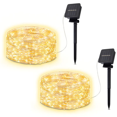 Downe Solar-Lichterkette 2er Set mit Dämmerungssensor warmweißes Licht