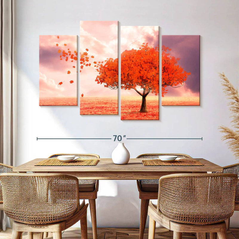 Harnek, paysage d'automne rouge, H 42 po x l 68 po
