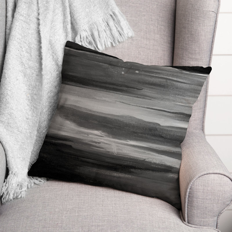 Abstract Outdoor Reversible Throw Pillow, Black