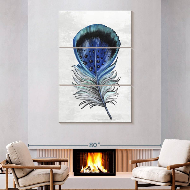 Kerner Indigo Feathers II, 74" H x 48" W