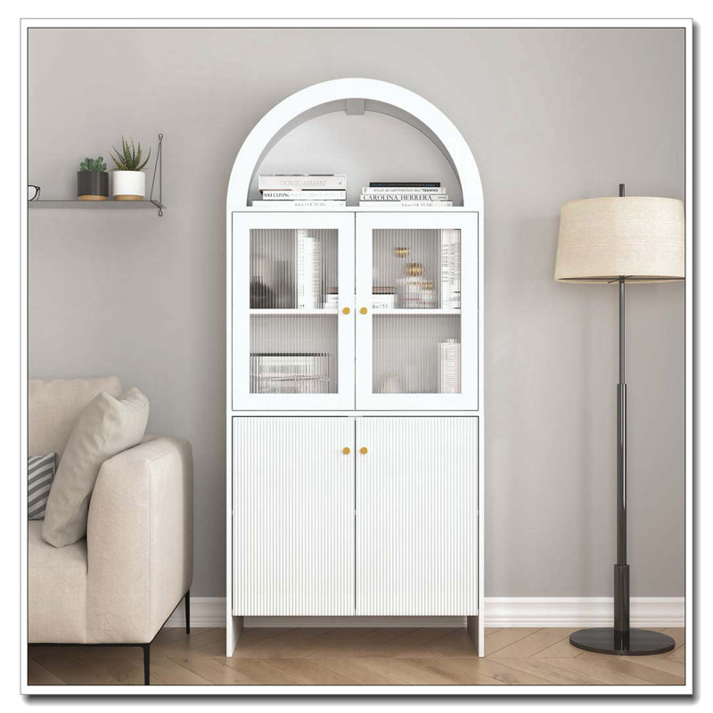 Armoire de rangement arquée avec éclairage DEL, Blanc