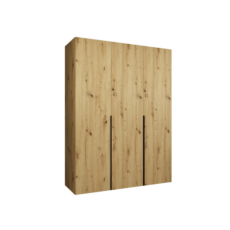 Bia 3 Door Manufactured Wood Wardrobe, Oak Artisan