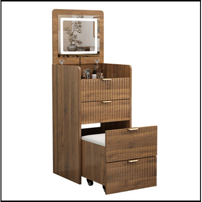 Bureau de coiffeuse avec 3 tiroirs et tabouret roulant