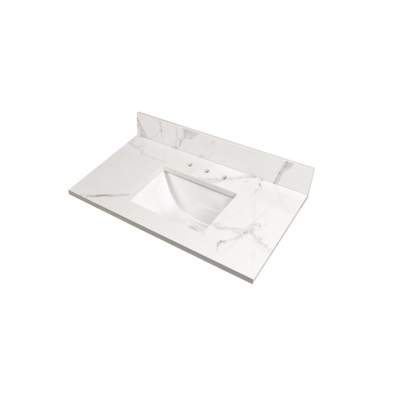 49-Inch White Calacatta Nowy Marble Vanity Top with Undermount Sink
