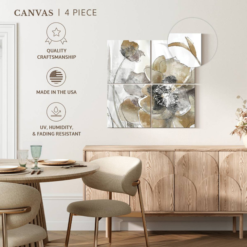 Harnek Taupe Spring Poppy I, 74" H x 74" W