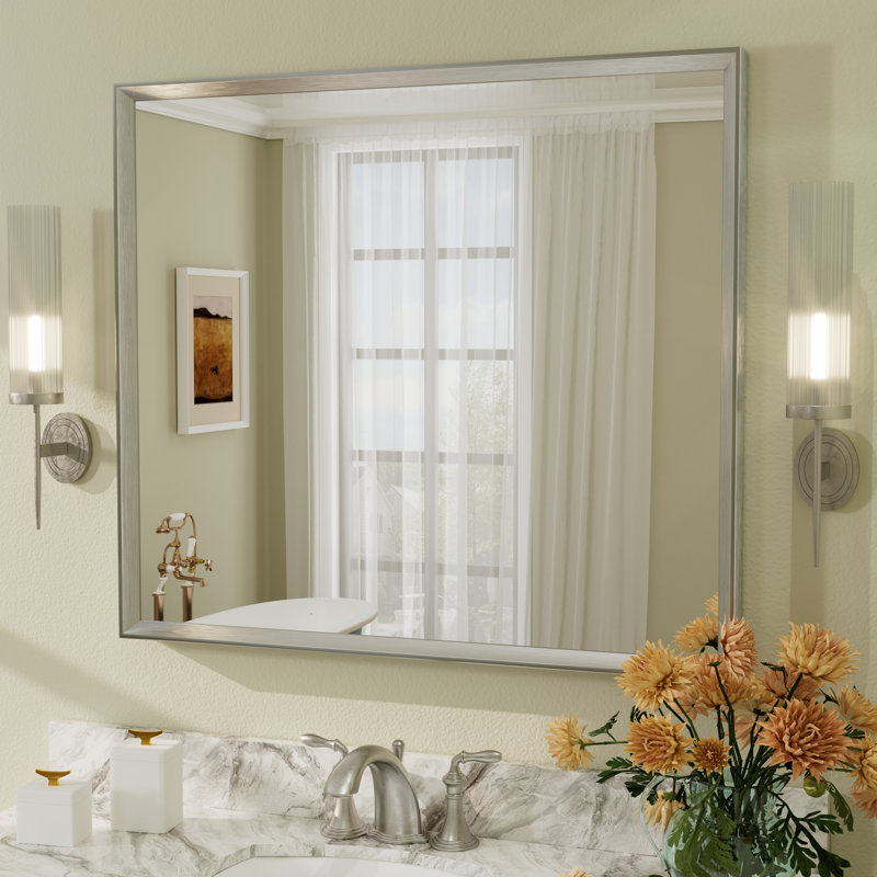 Miroir mural Amara, 36" x 32", Argent brossé