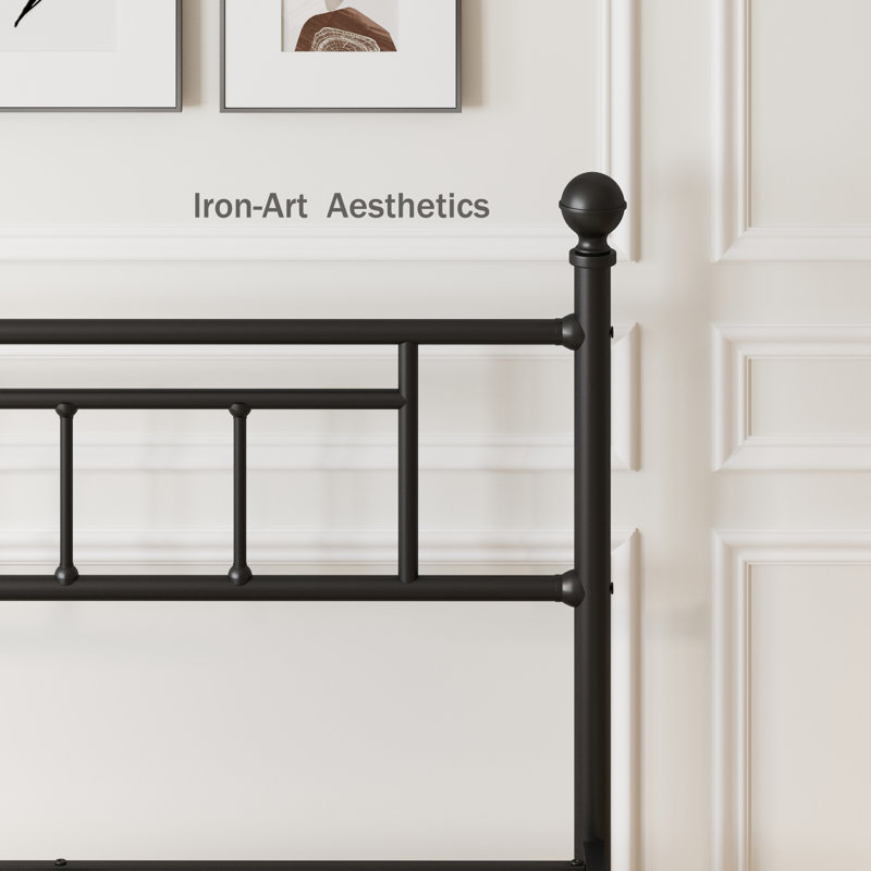 42" High Platform full size bed frame with Headboard, metal bed frame Contemporary Style, Minimalist, High Load Capacity, No Box Spring Needed, No Wobble