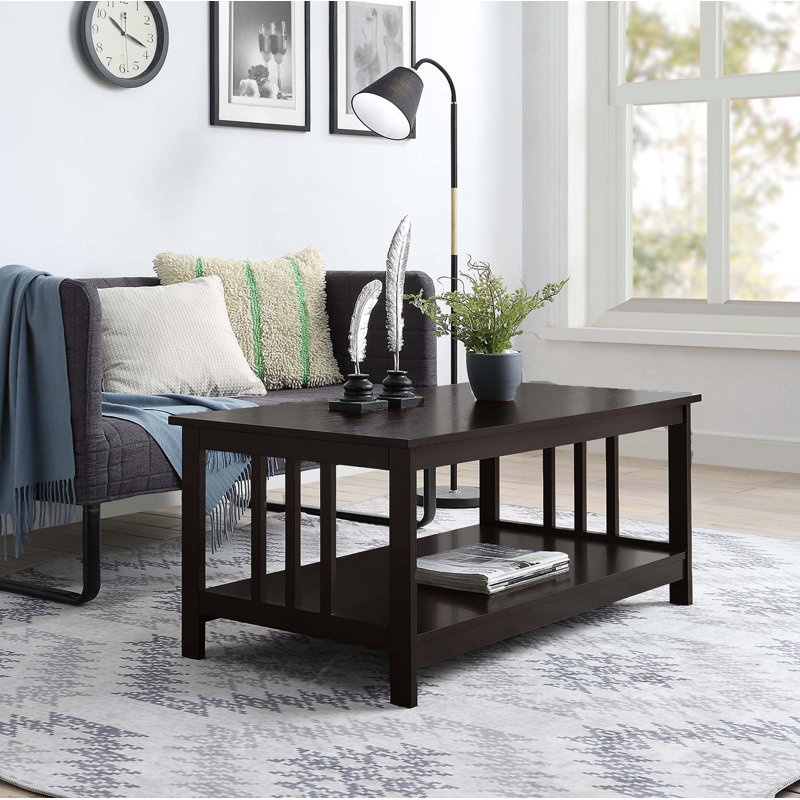 Aidia 39.50" Coffee Table with Shelf, Espresso