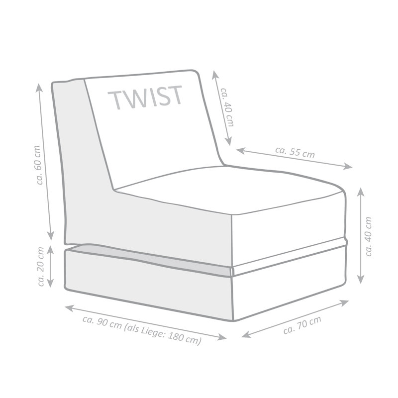 Fauteuil à billes avec méridienne Twist, rouge