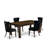 5 Piece Dining Set Contains a Rectangle Rustic Wood Kitchen Table and 4 Polyester Fabric Upholstered Parson Chairs, Distressed Jacobean