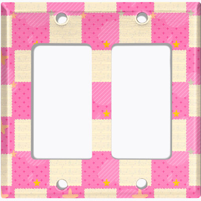 Plaque murale décorative rose avec coffre à jouets 2 bandes