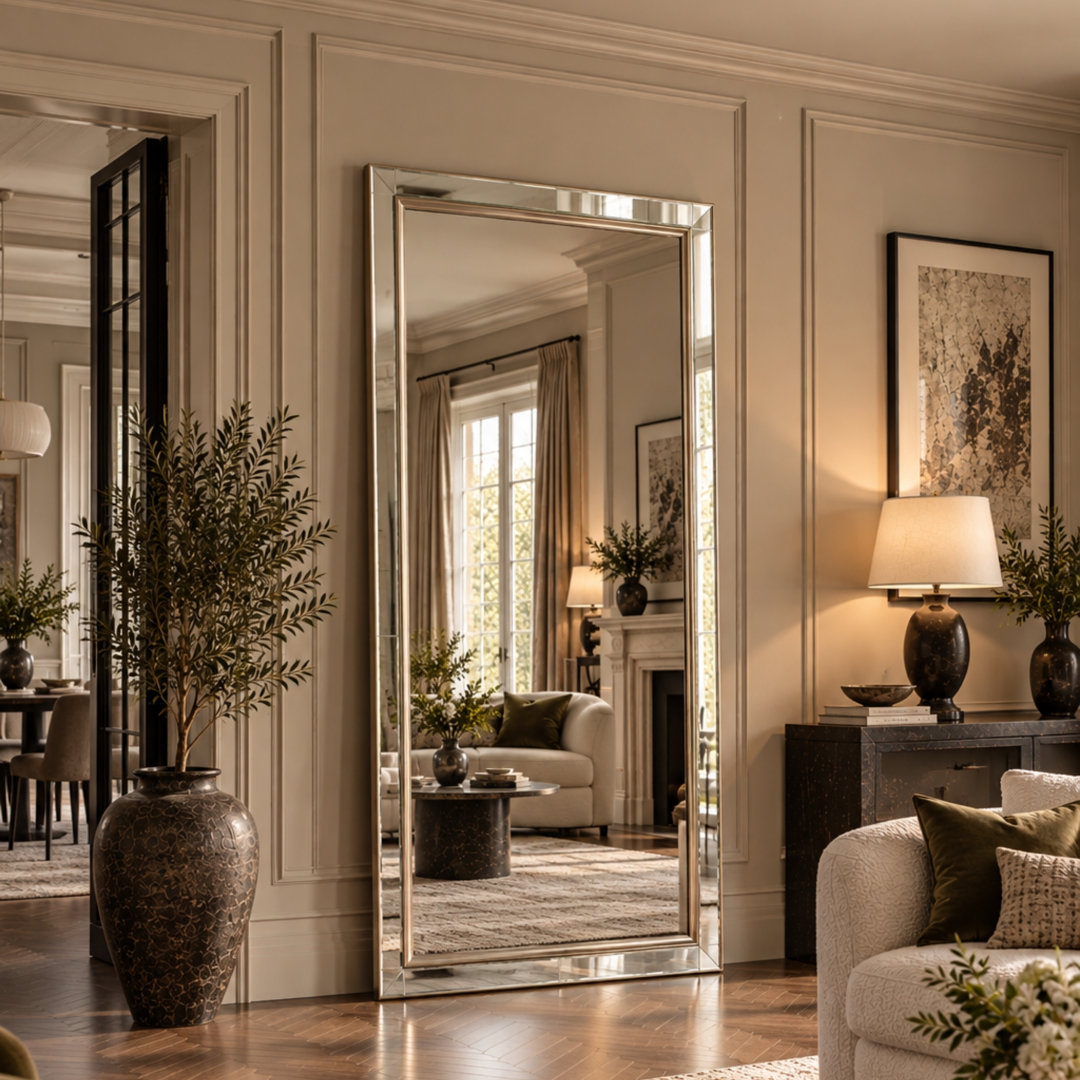 Yearn Full Length Mirror - Silver - Bevelled Glass - 167 x 75cm - Image 4