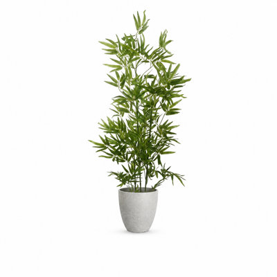 Artificial Bamboo Tree & Resin Round Plant Pots with Tray