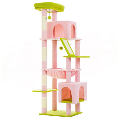 Arbre à chat de 71 po de hauteur pour grand chat 20 lb avec hamac très grand, tour pour chat robuste avec 4 poteaux à griffer en sisal et 2 condos spacieux pour les grands chats adultes Maine Coon