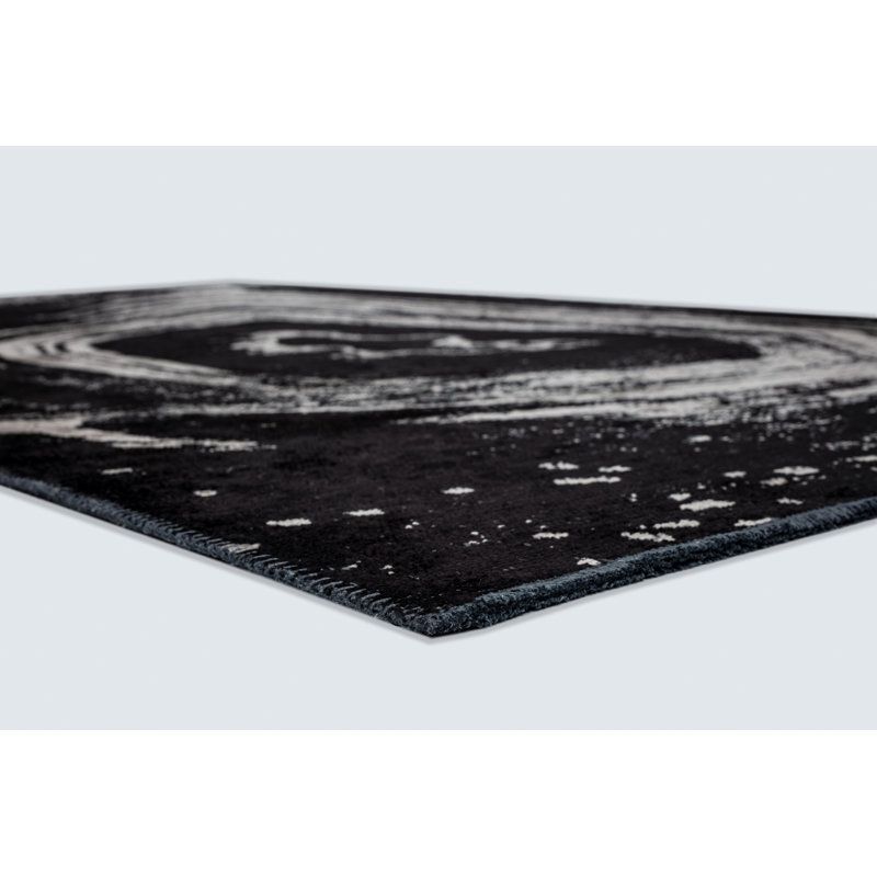 Rapture Gray/Black Abstract Luxury Area Rug, Rectangle 7'10" x 9'10"