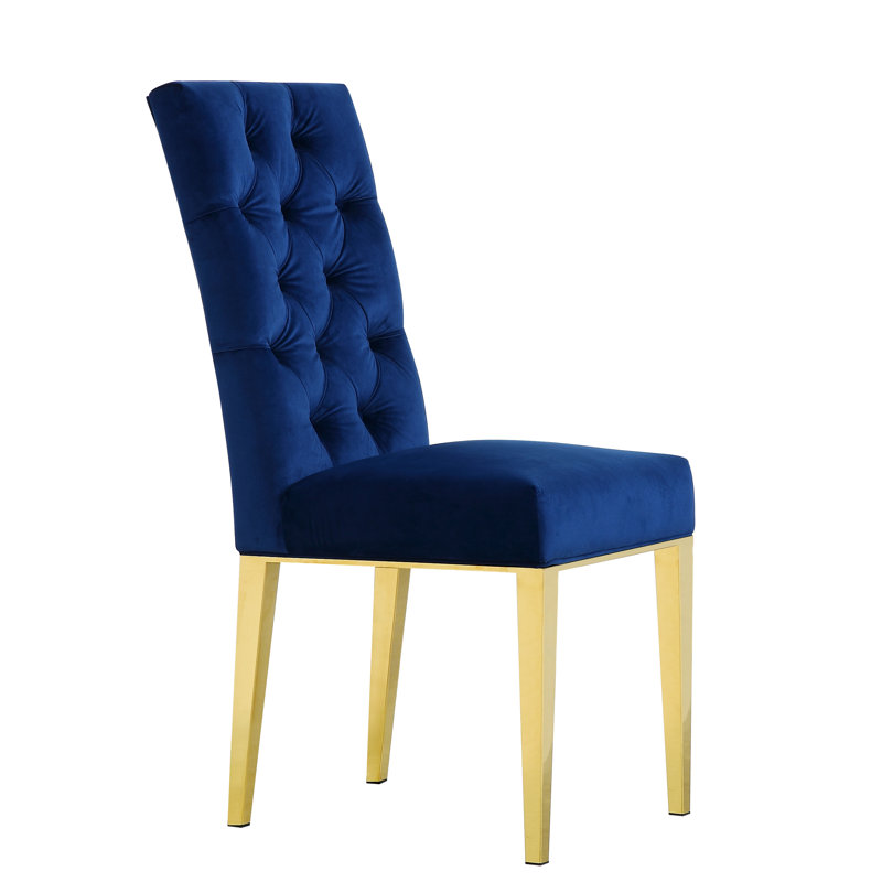 Chaise parsons rembourrée Wilham, Bleu marine