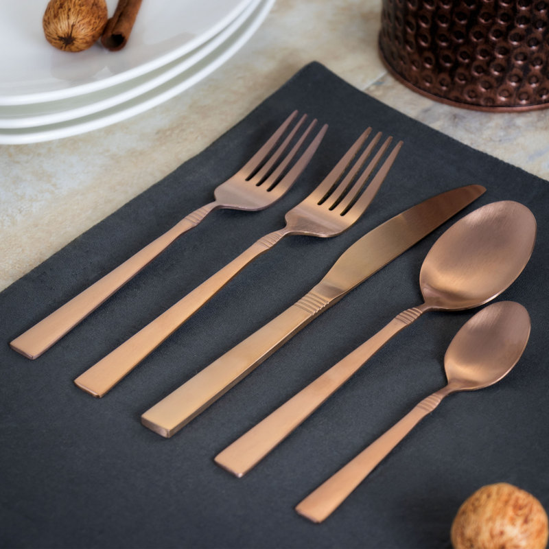 Mega Chef CRAVAT Stainless Steel Flatware Set - Service for 4, Matte Rose