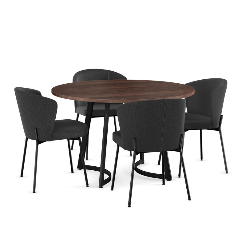 Joelle 4 - Person Solid Wood Top Double Pedestal Dining Set, Black, Walnut