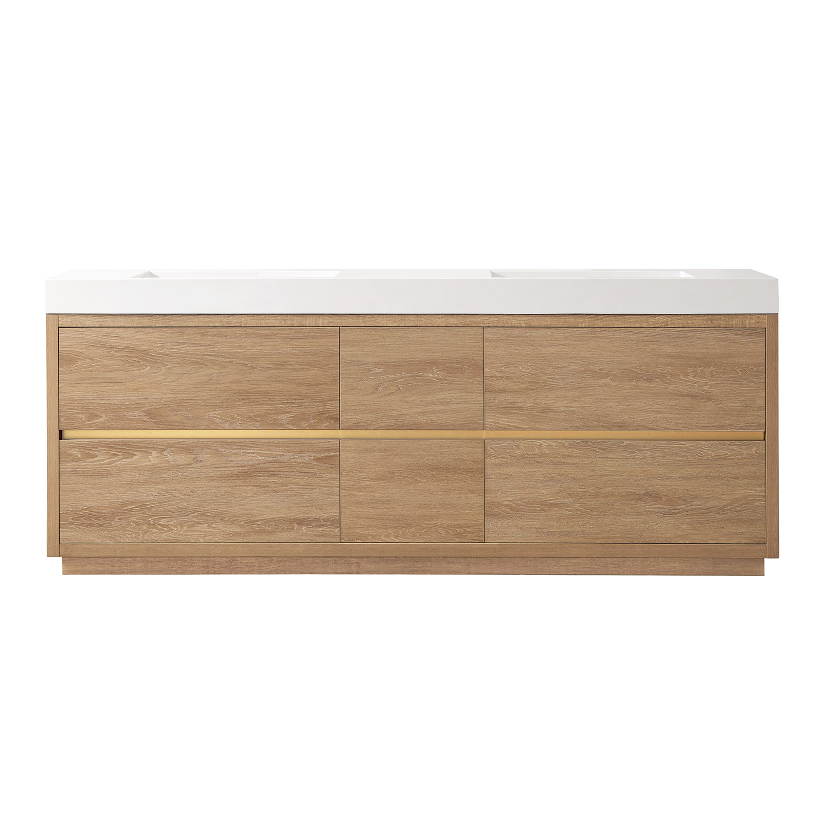Beira 84" Double Bathroom Vanity, North American Oak