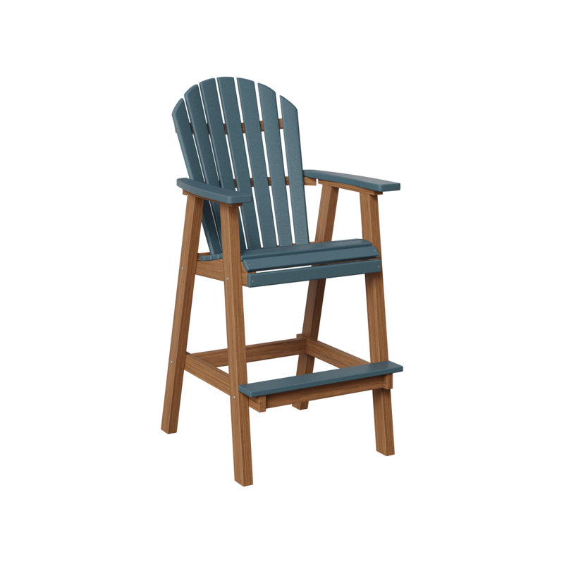 Comfo Back Outdoor Bar Stool, Antique Mahogany, Slate