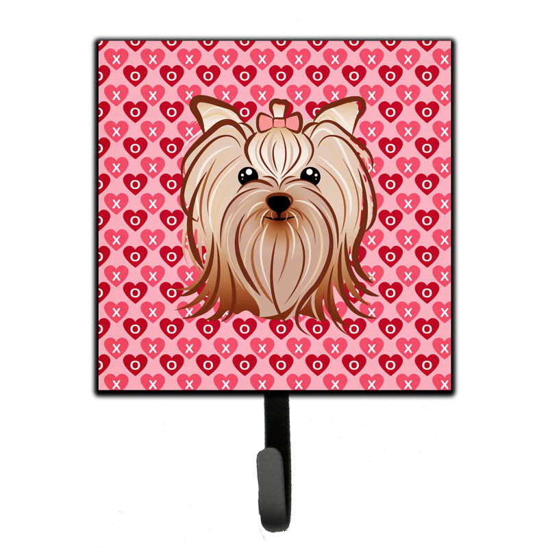 Brister Metal Wall Organizer with Key Hooks, Brown/Yellow/Black, Yorkie Yorkishire Terrier