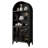 73.6" Arched Metal Storage Display Cabinet with Adjustable Shelves and Glass Doors-963874686