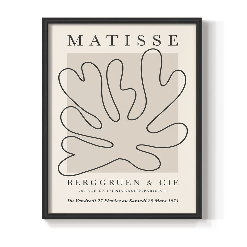 Matisse CECLXV III, reproduction d'art encadrée - bois massif, Noir, H 28 po x l 22 po