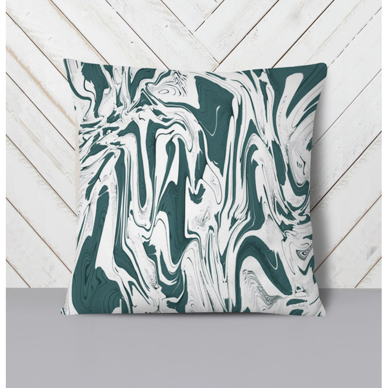 Throw Pillow With Insert, White/Green Abstract 2, 18"H x 18"W