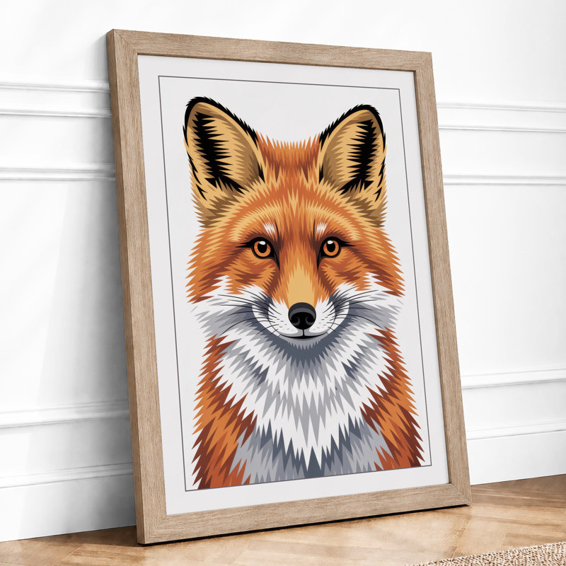 Fox Portrait Modern - Framed Print, Oak, A3 - 42.0 x 29.7 cm