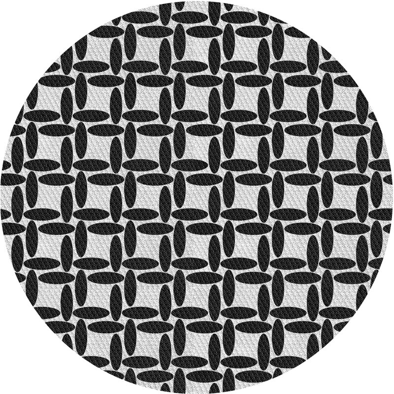 Tapis noir/blanc à motifs, Rond 3 pi