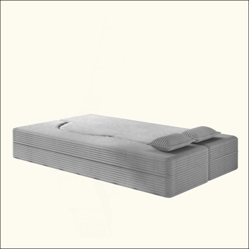 Canapé moderne avec 2 coussins, canapé-lit en velours côtelé et rembourré de mousse, matelas pliant pour le salon, lit d'invité, salle de jeux, aucun assemblage requis