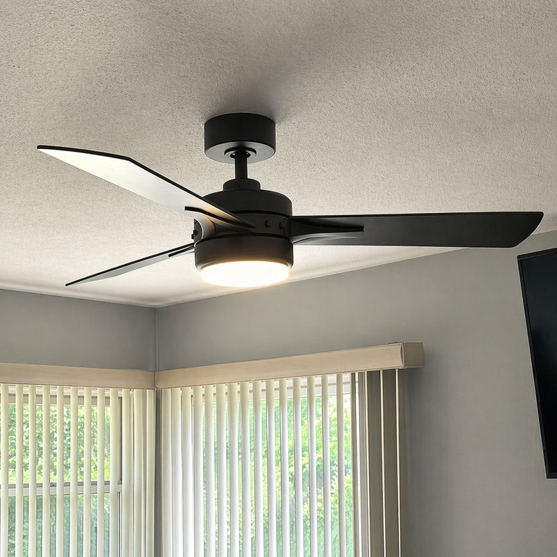52" Indoor Integrated LED Propeller Ceiling Fan with Remote
