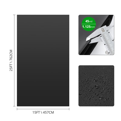 Heavy Duty EPDM Pond Liner 15x25 ft – 40 Mil (0.8 mm), UV Resistant, Thickness 40 mil (0.8 mm)
