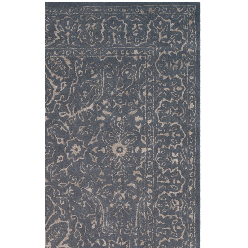 Samaniego Hand Tufted Viscose/Wool Oriental Rug in Gray, Rectangle 9' x 12'