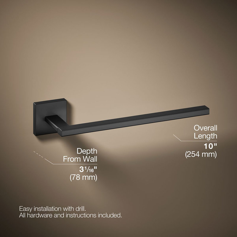 Square Towel Arm, Matte Black