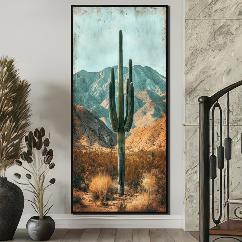 Marqueeta Cactus And The Desert Hills II - Cactus, reproductions encadrées, H 60 po x l 28 po, Noir