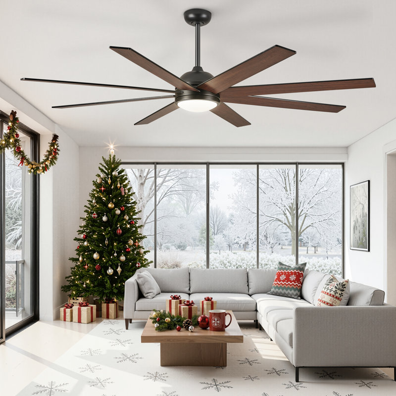 Ventilateur de plafond moderne de 65 po avec lumière et télécommande Cissline