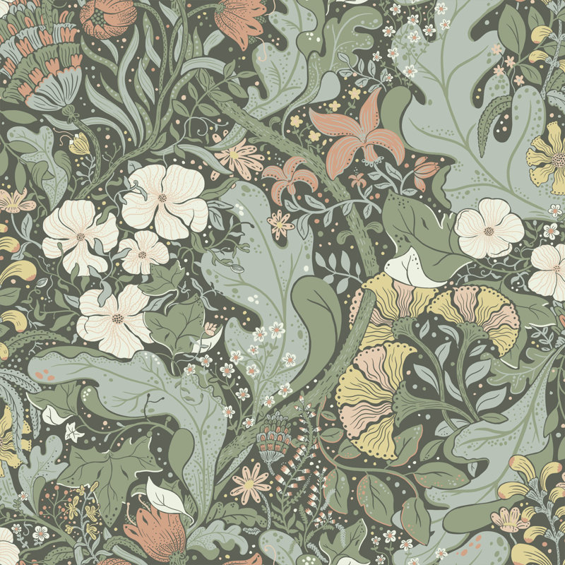 Hjarterum 10.05m x 53cm Wallpaper Roll, Green